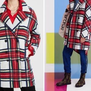 Desigual Women's Vibrant Plaid Pea Coat